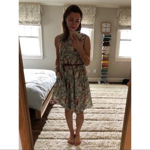 French brand Cotelac dress and thin leather belt.